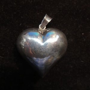 Large .925 sterling 1 1/2" puffed heart, EUC